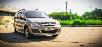 Защита переднего бампера одинарная из трубы d51 мм Petroil Tuning Лада Ларгус (2012-2021) дорестайлинг R90 (Сталь с полимерным покрытием в цвет: серебристый ❞Искра❝)