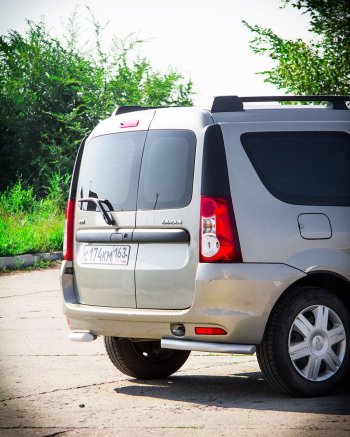 Защита заднего бампера Petroil Tuning (уголки, d51) Лада Ларгус (2012-2021) дорестайлинг R90 (Сталь с полимерным покрытием в цвет: серебристый❞Искра❝)