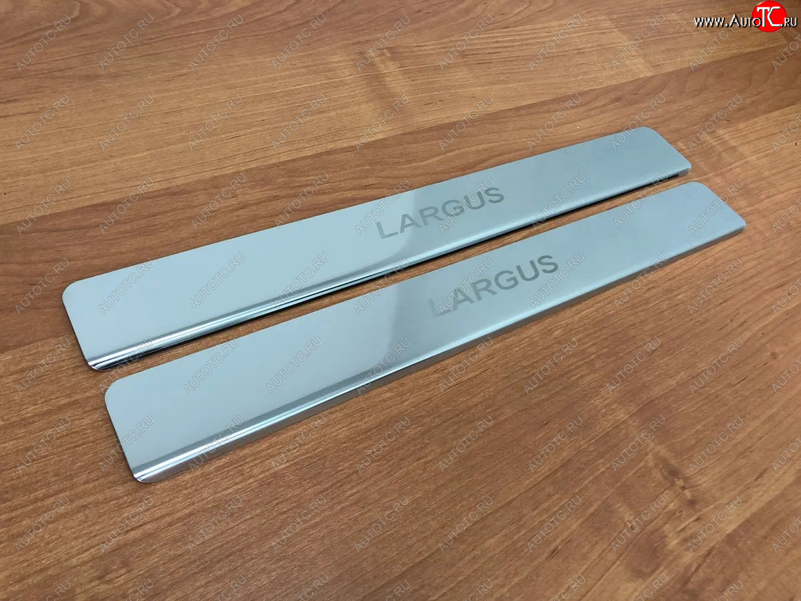 1 439 р. Накладки порожков салона INOX (2 шт) Лада Ларгус рестайлинг R90 (2021-2025) (Нержавеющая сталь)  с доставкой в г. Керчь