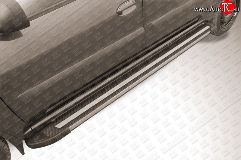 11 639 р. Алюминиевые пороги Slitkoff Luxe Black Лада Ларгус дорестайлинг R90 (2012-2021)  с доставкой в г. Керчь