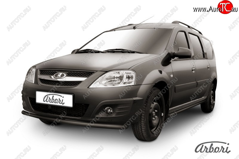 2 299 р. Защита переднего бампера Arbori (черная, 1 труба d42 mm). Лада Ларгус дорестайлинг R90 (2012-2021)  с доставкой в г. Керчь