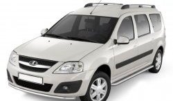 Порожки для ног из трубы Ø51 с алюминиевой площадкой Petroil Tuning Лада Ларгус дорестайлинг R90 (2012-2021) (Нержавеющая полированная сталь)