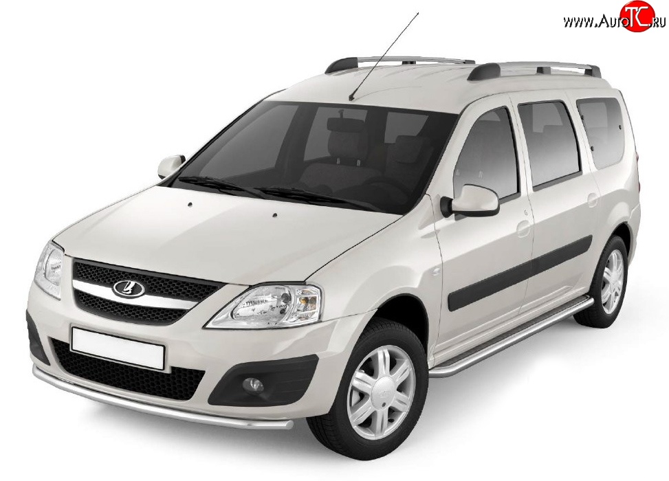 26 999 р. Порожки для ног из трубы Ø51 с алюминиевой площадкой Petroil Tuning Лада Ларгус дорестайлинг R90 (2012-2021) (Нержавеющая полированная сталь)  с доставкой в г. Керчь