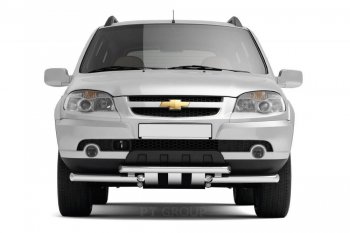 13 949 р. Защита переднего бампера двойная из труб d63/51 мм Petroil Tuning  Chevrolet Niva  2123 (2009-2020), Лада 2123 (Нива Шевроле) (2009-2021) (Нержавеющая полированная сталь)  с доставкой в г. Керчь. Увеличить фотографию 2