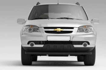 Защита переднего бампера Petroil Tuning (Ø63 мм) Chevrolet Niva  2123 (2009-2020), Лада 2123 (Нива Шевроле) (2009-2021) (Сталь с полимерным покрытием в цвет: черный ❞Шагрень❝)