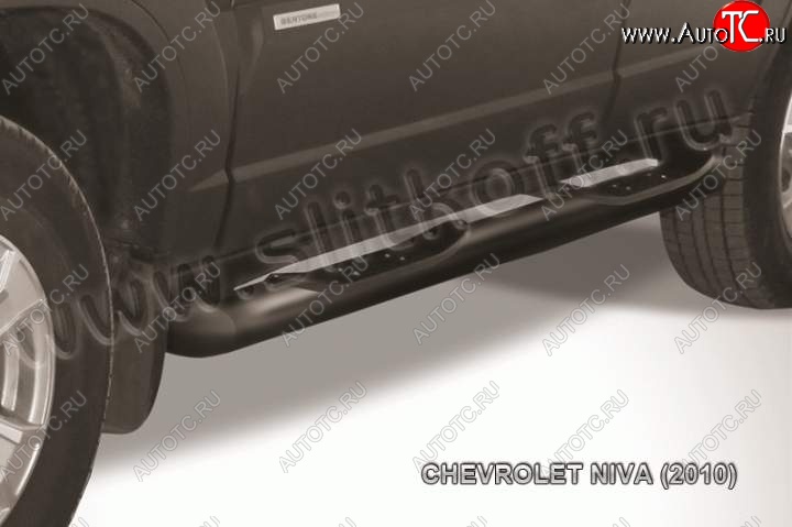 12 399 р. Защита порогов Slitkoff  Chevrolet Niva  2123 (2009-2020), Лада 2123 (Нива Шевроле) (2009-2021) (Цвет: серебристый)  с доставкой в г. Керчь