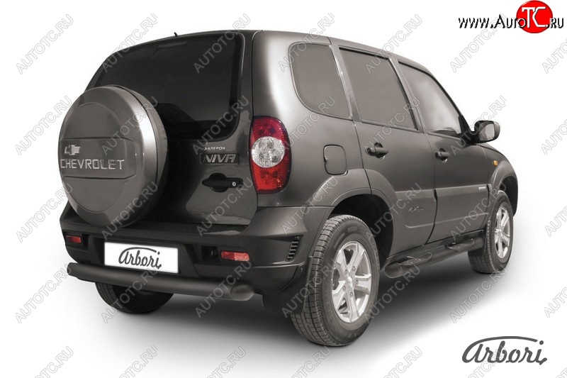 2 379 р. Защита штатных порогов Arbori (черная, d76 mm). Chevrolet Niva 2123 рестайлинг (2009-2020)  с доставкой в г. Керчь