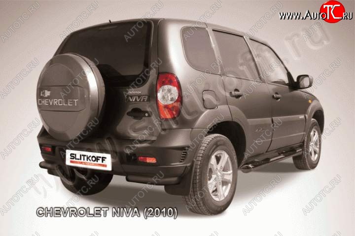 4 199 р. Защита заднего бампера из боковых уголков Slitkoff (d57, черная) Chevrolet Niva 2123 рестайлинг (2009-2020) (Цвет: серебристый)  с доставкой в г. Керчь