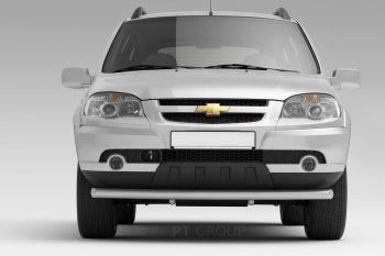 Защита переднего бампера Petroil Tuning (Ø63 мм) Chevrolet Niva  2123 (2009-2020), Лада 2123 (Нива Шевроле) (2009-2021) (Сталь полимерным покрытием в цвет: серебристый❞Искра❝)