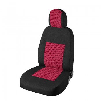Чехлы для сидений Lord Autofashion Стандарт Плюс (жаккард, 2002-2012) Chevrolet Niva  2123 (2009-2020), Лада 2123 (Нива Шевроле) (2009-2021) (Чёрный, вставка Рогожка Красная)