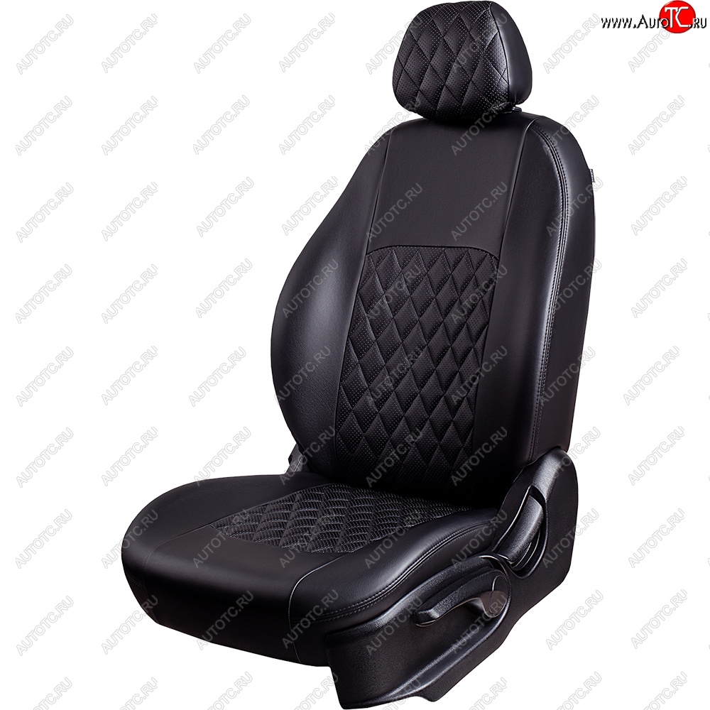 9 449 р. Чехлы для сидений (экокожа) Lord Autofashion Турин Ромб  Лада нива 4х4  2121 (2019-2021) Урбан (Чёрный/черный/строчка черная)  с доставкой в г. Керчь