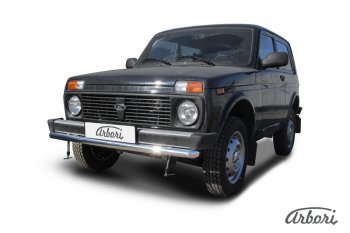 7 549 р. Защита переднего бампера (нержавейка, 1 труба d57 mm) Arbori Лада нива 4х4 2121 3 дв. 1-ый рестайлинг (2019-2021)  с доставкой в г. Керчь. Увеличить фотографию 2