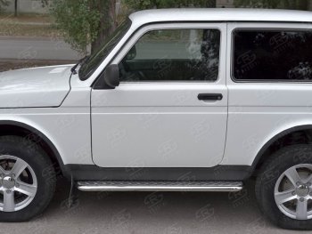 24 649 р. Защита порогов из трубы с листом SLITKOFF (лист алюм, труба d42, нержавейка)  Лада нива 4х4 ( 2131,  2121) (2014-2021) Урбан 3 дв. дорестайлинг, Урбан  с доставкой в г. Керчь. Увеличить фотографию 3