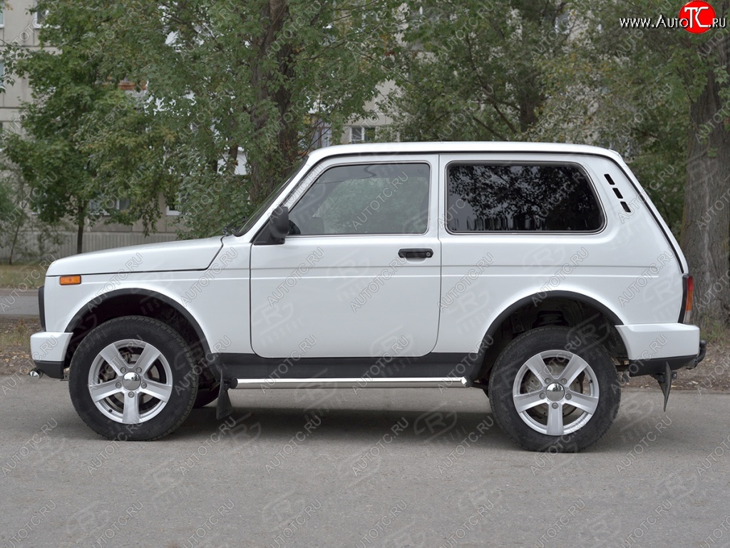 19 999 р. Порожки для ног ( Ø63) SLITKOFF  Лада нива 4х4 ( 2131,  2121) (2014-2021) Урбан 3 дв. дорестайлинг, Урбан (лист - нержавейка, профиль - нержавейка)  с доставкой в г. Керчь