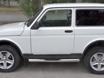 24 549 р. Защита порогов (Ø76 с проступью, нержавейка) SLITKOFF Лада нива 4х4 2131 Урбан 3 дв. дорестайлинг (2014-2019) (вариант 1)  с доставкой в г. Керчь. Увеличить фотографию 3