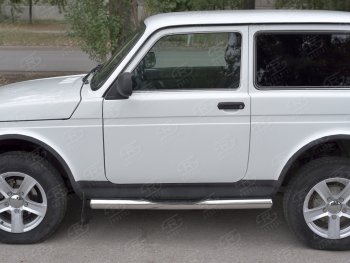 24 549 р. Защита порогов (Ø76 с проступью, нержавейка) SLITKOFF Лада нива 4х4 2131 Урбан 3 дв. дорестайлинг (2014-2019) (вариант 3)  с доставкой в г. Керчь. Увеличить фотографию 2