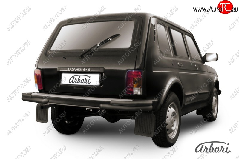 3 999 р. Защита заднего бампера (уголки, черная, 2 трубы d57 и 42 mm) Arbori Лада нива 4х4 2121 Урбан (2019-2021)  с доставкой в г. Керчь