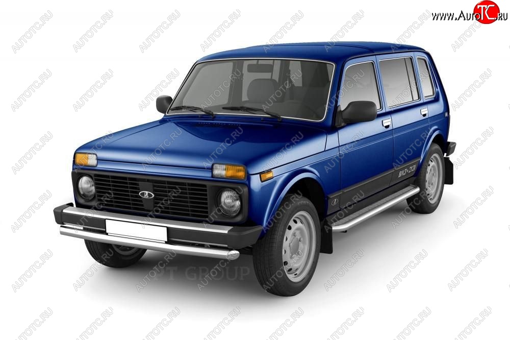 20 849 р. Порожки для ног из трубы Ø51 с алюминиевой площадкой Petroil Tuning  Лада нива 4х4  2131 (1993-2019) 5 дв. дорестайлинг (Нержавеющая полированная сталь)  с доставкой в г. Керчь