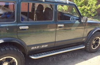 20 849 р. Порожки для ног из трубы Ø51 с алюминиевой площадкой Petroil Tuning  Лада нива 4х4  2131 (1993-2019) 5 дв. дорестайлинг (Нержавеющая полированная сталь)  с доставкой в г. Керчь. Увеличить фотографию 3