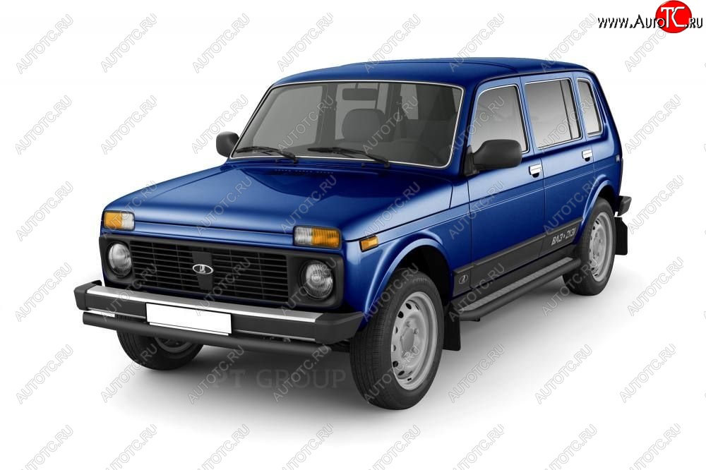 10 499 р. Порожки для ног из трубы Ø51 с алюминиевой площадкой Petroil Tuning Лада нива 4х4 2131 5 дв. дорестайлинг (1993-2019) (Сталь с полимерным покрытием в цвет: черный ❞Шагрень❝)  с доставкой в г. Керчь