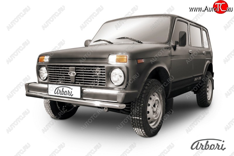 7 289 р. Защита переднего бампера Arbori (нержавейка, 1 труба d57 mm). Лада нива 4х4 2121-80 ФОРА (1995-2011)  с доставкой в г. Керчь
