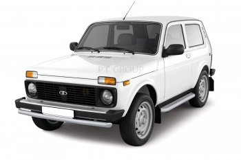 Защита переднего бампера (Ø63 мм) Petroil Tuning Лада Нива 4х4  2121 - нива 4х4 ( 2121,  2131) (Сталь с полимерным покрытием в цвет: серебристый Искра)