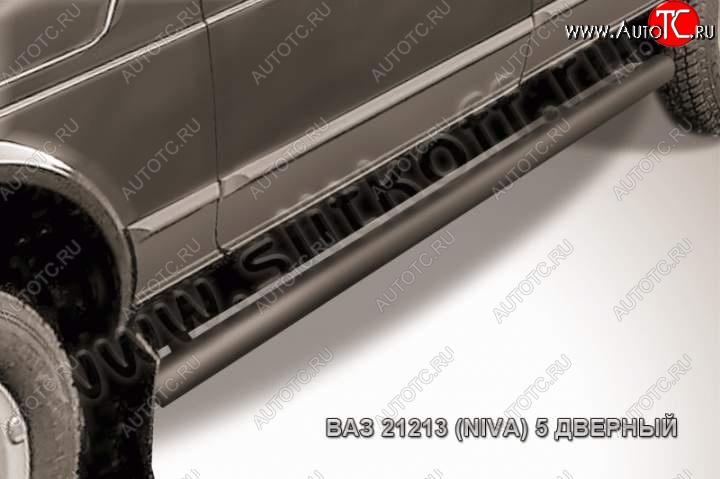 10 699 р. Защита порогов из трубы d76 Slitkoff  Лада нива 4х4  2131 (1993-2019) 5 дв. дорестайлинг (Цвет: серебристый)  с доставкой в г. Керчь