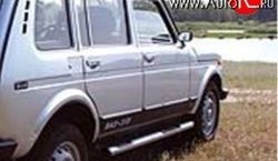 71 999 р. Защита порогов с вставками d76 мм Металл Дизайн Лада нива 4х4 2131 5 дв. дорестайлинг (1993-2019) (С пластиковыми заглушками, Сталь с покрытием в черный матовый цвет)  с доставкой в г. Керчь. Увеличить фотографию 2