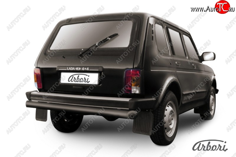 4 409 р. Защита заднего бампера Arbori (черная, 1 труба d76 mm). Лада нива 4х4 2131 5 дв. дорестайлинг (1993-2019)  с доставкой в г. Керчь