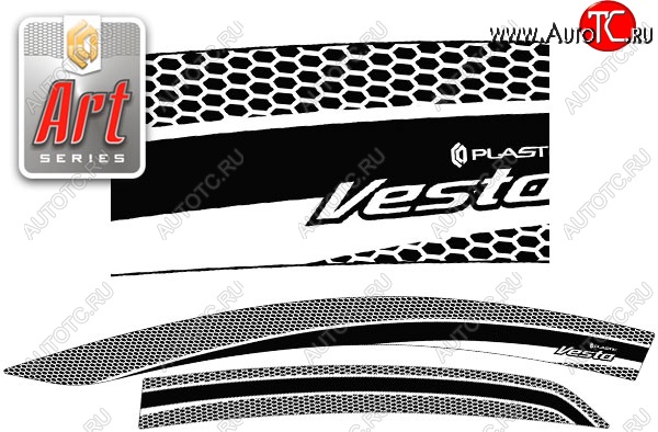 2 199 р. Дефлектора окон CA-Plastiс  Лада Веста  2180 (2015-2025) седан дорестайлинг, седан рестайлинг (Серия Art черная, Без хром.молдинга)  с доставкой в г. Керчь