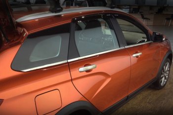 2 799 р. Хромированые молдинги под окно CrTuning Лада Веста SW 2181 универсал дорестайлинг (2017-2022)  с доставкой в г. Керчь. Увеличить фотографию 2