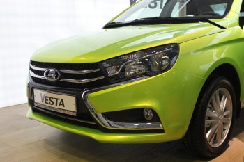2 649 р. Хромированые вставки в штатную решетку радиатора CrTuning Лада Веста 2180 седан дорестайлинг (2015-2023)  с доставкой в г. Керчь. Увеличить фотографию 3