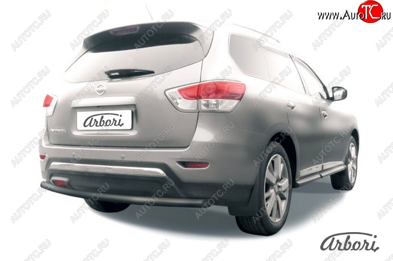 4 149 р. Защита заднего бампера Arbori (черная, 1 труба d57 mm). Nissan Pathfinder R52 дорестайлинг (2012-2017)  с доставкой в г. Керчь