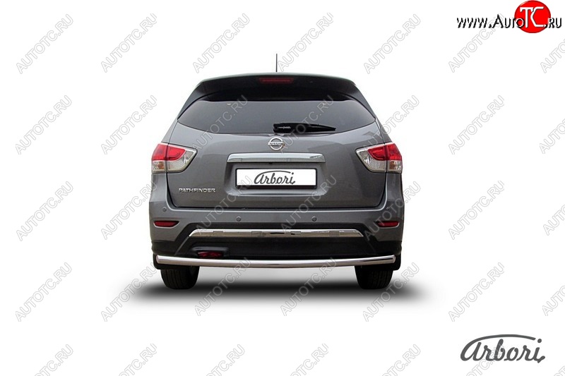 12 869 р. Защита заднего бампера Arbori (нержавейка, 1 труба d57 mm). Nissan Pathfinder R52 дорестайлинг (2012-2017)  с доставкой в г. Керчь