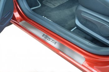2 399 р. Пороги накладки в проем дверей Petroil Tuning Лада Веста Кросс 2181 универсал рестайлинг (2022-2025) (Нержавейка)  с доставкой в г. Керчь. Увеличить фотографию 3