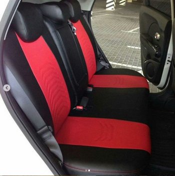 7 799 р. Чехлы для сидений Lord Autofashion Денвер (экокожа)  Лада Веста  2180 - Веста Кросс ( 2181,  2180) (Чёрный, вставка красная)  с доставкой в г. Керчь. Увеличить фотографию 4