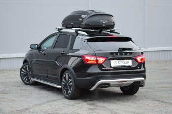15 149 р. Защита заднего бампера PT GROUP Ø51мм (НПС) LADA Vesta SW Cross 2017- Лада Веста SW 2181 универсал дорестайлинг (2017-2022) (Нержавеющая полированная сталь)  с доставкой в г. Керчь. Увеличить фотографию 3