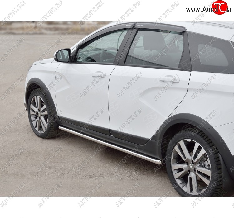 16 549 р. Защита порогов из круглой трубы диаметром 42 мм SLITKOFF v1  Лада Веста  SW 2181 (2017-2022) универсал дорестайлинг  с доставкой в г. Керчь