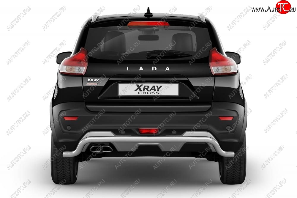 13 499 р. Защита заднего бампера PT GROUP Ø51мм Волна (НПС) LADA XRay Cross 2018-   Лада Веста  SW 2181 (2017-2022) универсал дорестайлинг (Нержавеющая полированная сталь)  с доставкой в г. Керчь