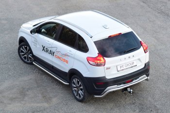13 499 р. Защита заднего бампера PT GROUP Ø51мм Волна (НПС) LADA XRay Cross 2018-   Лада Веста  SW 2181 (2017-2022) универсал дорестайлинг (Нержавеющая полированная сталь)  с доставкой в г. Керчь. Увеличить фотографию 4