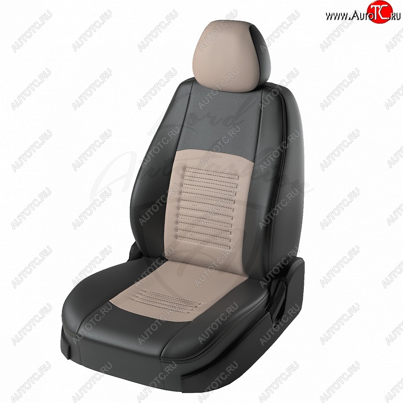 9 449 р. Чехлы для сидений Cross Lord Autofashion Турин (экокожа) Лада Веста SW 2181 универсал дорестайлинг (2017-2022) (Чёрный, вставка бежевая)  с доставкой в г. Керчь