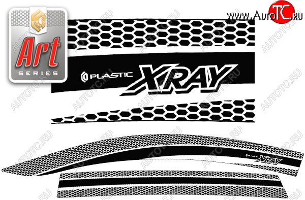 2 199 р. Дефлектора окон CA-Plastic  Лада XRAY - XRAY Cross (Серия Art белая, Без хром.молдинга)  с доставкой в г. Керчь