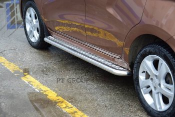 21 499 р. Порожки для ног из трубы Ø51 с алюминиевой площадкой Petroil Tuning  Лада XRAY (2016-2022) (Нержавеющая полированная сталь)  с доставкой в г. Керчь. Увеличить фотографию 4