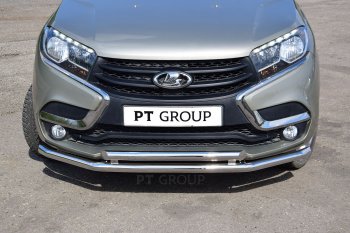 14 889 р. Защита переднего бампера Petroil Tuning (2 трубы d51/51)  Лада XRAY (2016-2022) (Нержавеющая полированная сталь)  с доставкой в г. Керчь. Увеличить фотографию 2