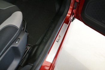 2 399 р. Пороги накладки в проем дверей Petroil Tuning Лада XRAY (2016-2022) (Нержавейка)  с доставкой в г. Керчь. Увеличить фотографию 2