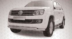 Двойная защита переднего бампера из труб диаметрами по 57 мм Slitkoff Volkswagen Amarok (2009-2016) дорестайлинг