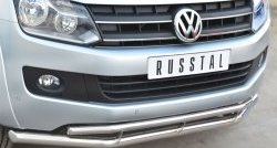 18 549 р. Защита переднего бампера (2 трубыØ63 и 42 мм, нержавейка) SLITKOFF  Volkswagen Amarok (2009-2016) дорестайлинг  с доставкой в г. Керчь. Увеличить фотографию 2