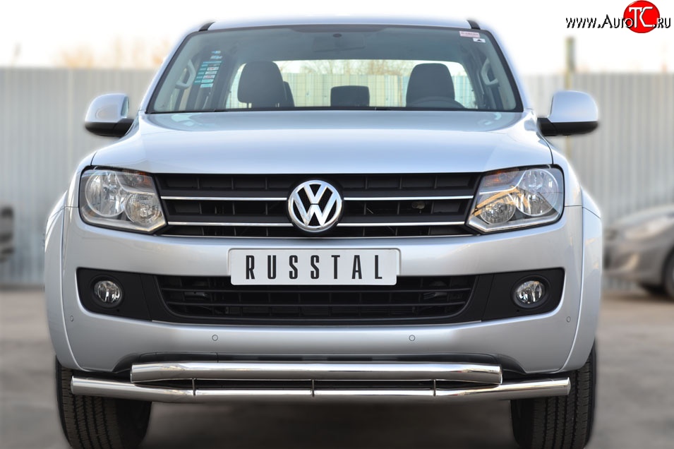 18 999 р. Защита переднего бампера (2 трубыØ63 мм, нержавейка) SLITKOFF  Volkswagen Amarok (2009-2016) дорестайлинг  с доставкой в г. Керчь
