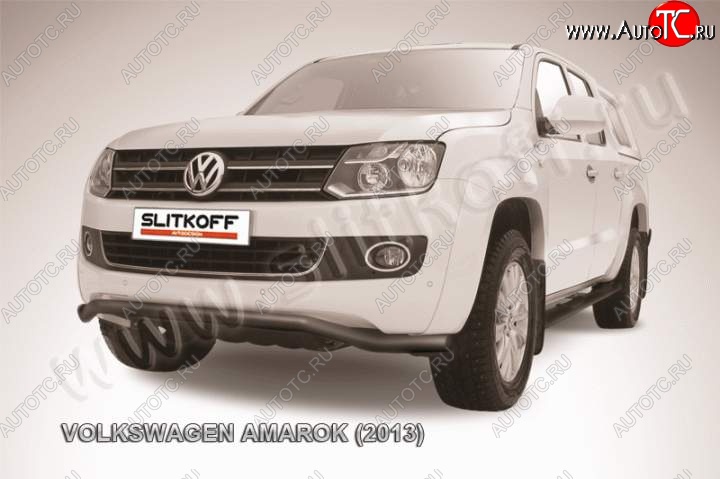 10 999 р. Защита переднего бампер Slitkoff  Volkswagen Amarok (2009-2016) дорестайлинг (Цвет: серебристый)  с доставкой в г. Керчь