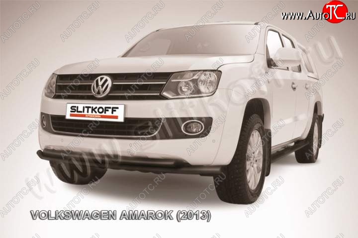 14 499 р. Защита переднего бампер Slitkoff  Volkswagen Amarok (2009-2016) дорестайлинг (Цвет: серебристый)  с доставкой в г. Керчь